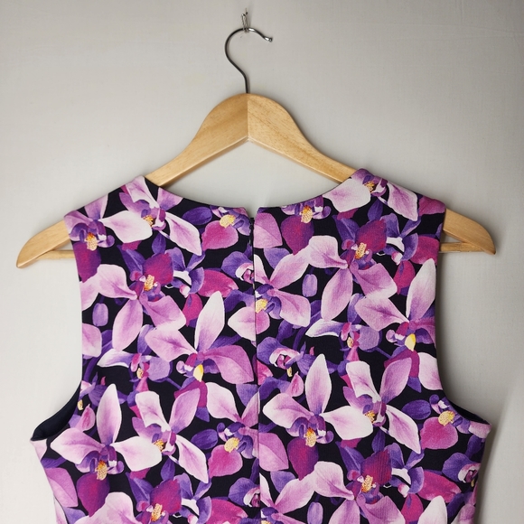 Lands End Purple Floral Midi Dress Size 6 - Picture 5 of 7